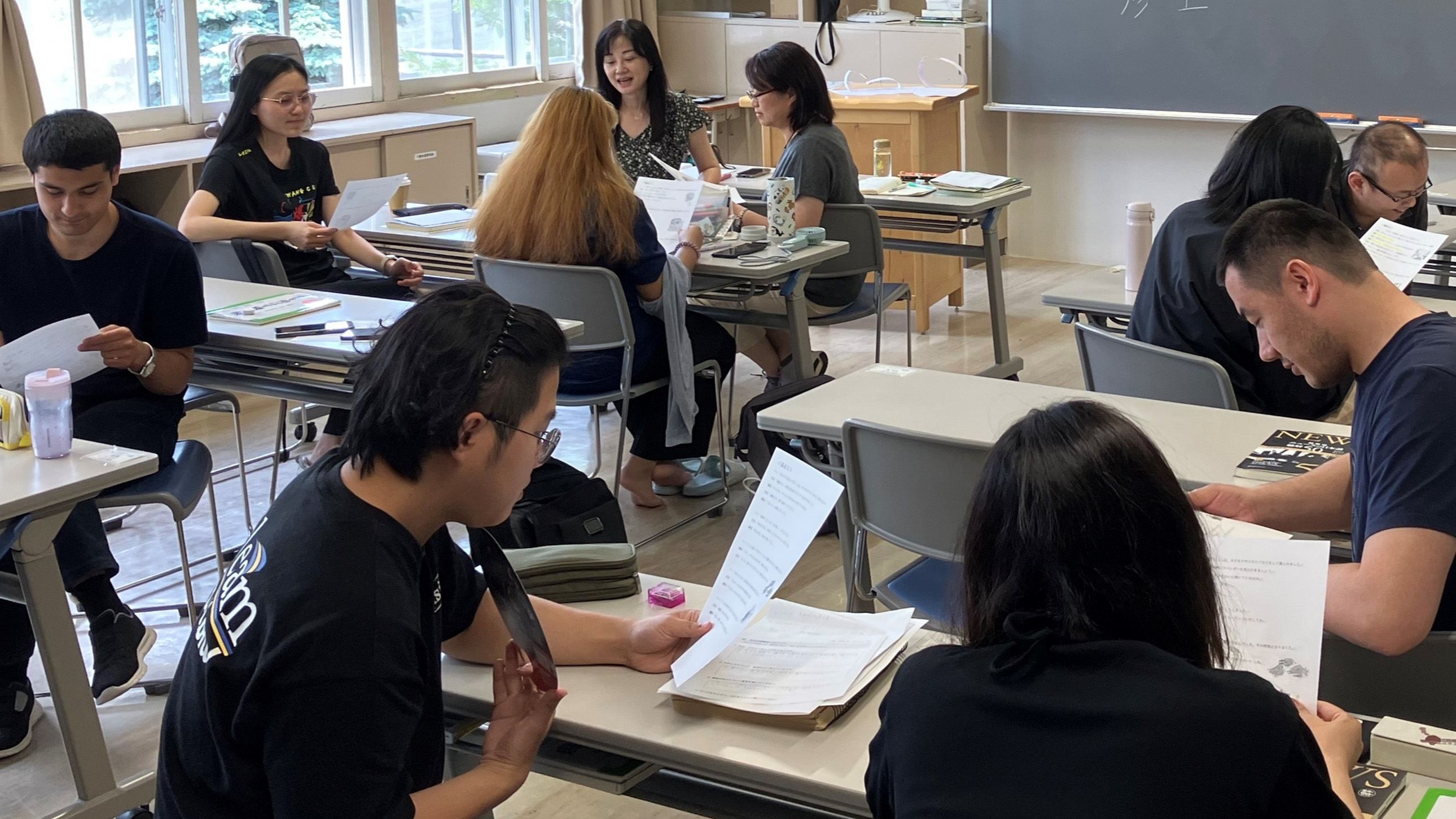 Many students from abroad are enrolled at Higashikawa Japanese Language School in the town of Higashikawa, Hokkaido, shown here last July.
