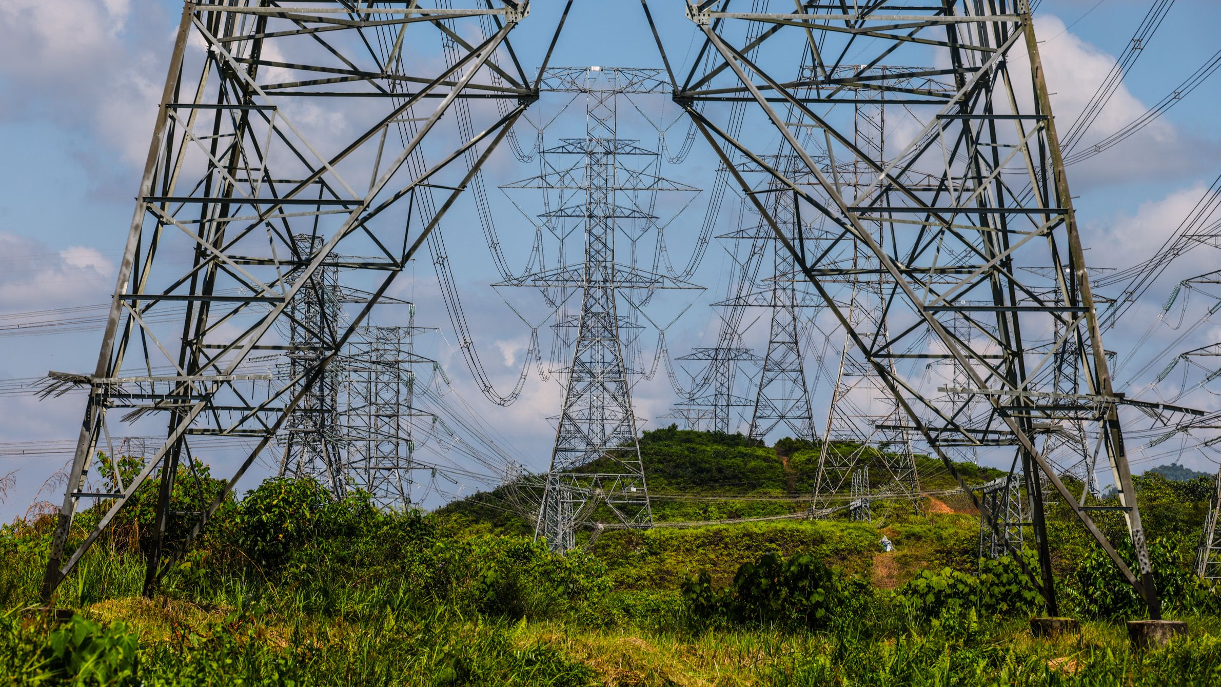 Power lines stretching into the distance